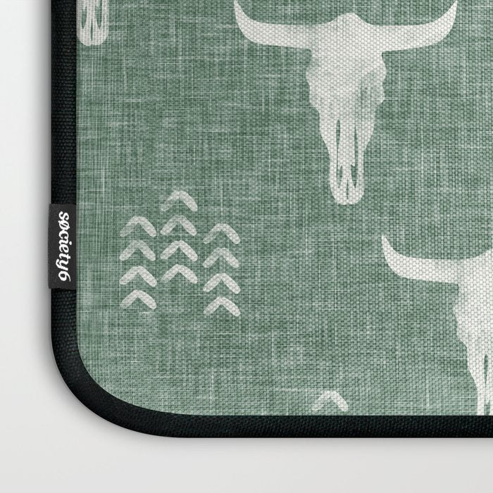 desert skulls - southwest cow skulls on sage Laptop Sleeve Gallery Image 3