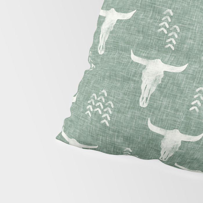 desert skulls - southwest cow skulls on sage Pillow Sham Gallery Image 4