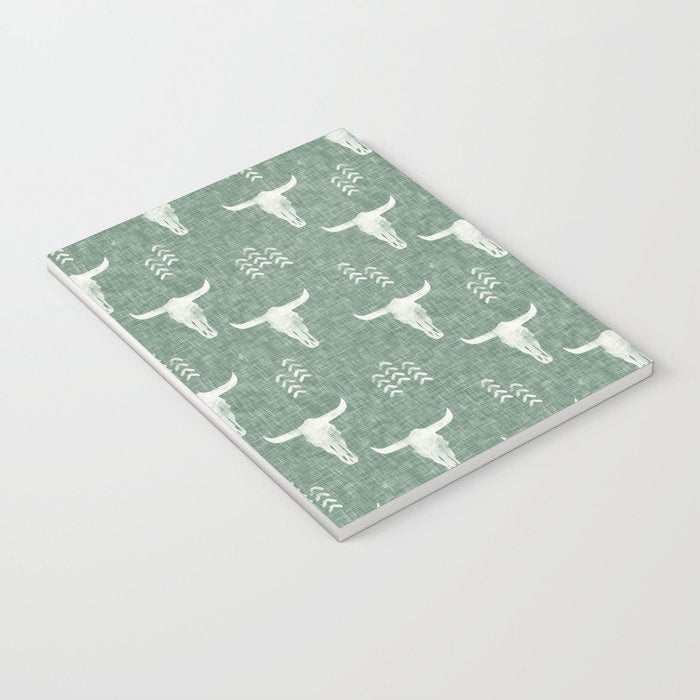 desert skulls - southwest cow skulls on sage Notebook Gallery Image 3