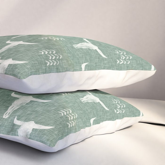 desert skulls - southwest cow skulls on sage Pillow Sham Gallery Image 3