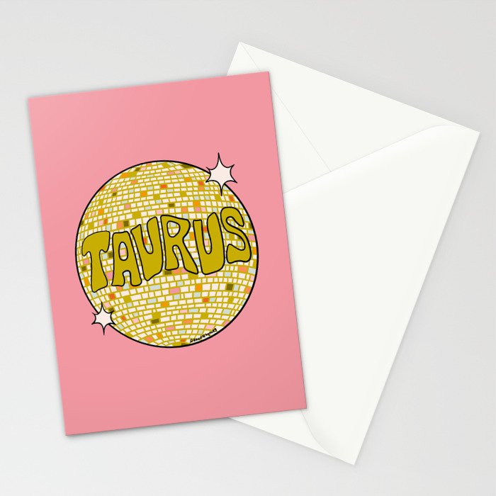 Taurus Disco Ball Stationery Card Gallery Image 2