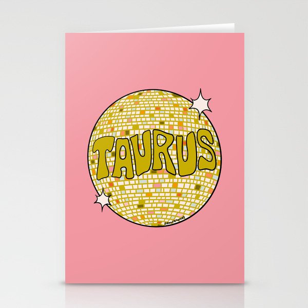 Taurus Disco Ball Stationery Card Gallery Image 2