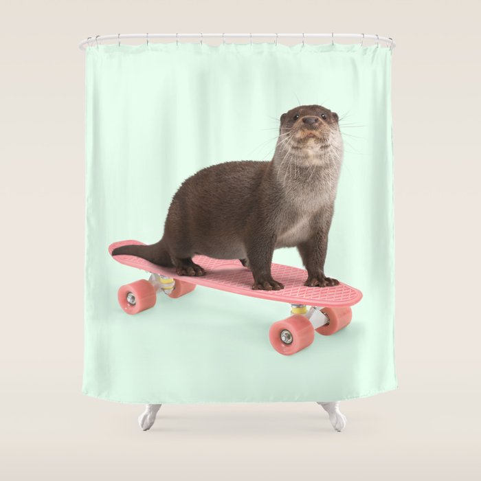 SKATE OTTER Shower Curtain