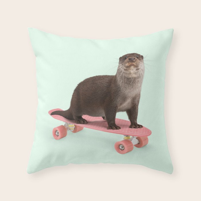 SKATE OTTER Throw Pillow Gallery Image 6