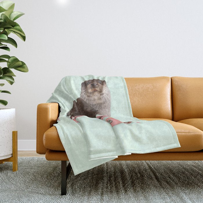 SKATE OTTER Throw Blanket Gallery Image 1