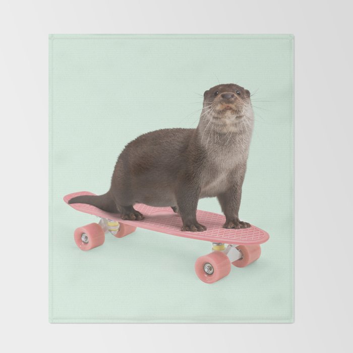 SKATE OTTER Throw Blanket Gallery Image 2
