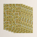 Mid Century Modern Piquet Retro Abstract Tiled Pattern in Vintage Olive Green and Cantaloupe Orange Wrapping Paper Gallery Image 3