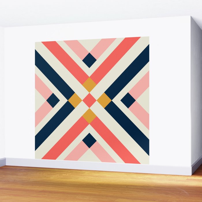 Bold Geometric Quilt Block Wall Mural Gallery Image 2