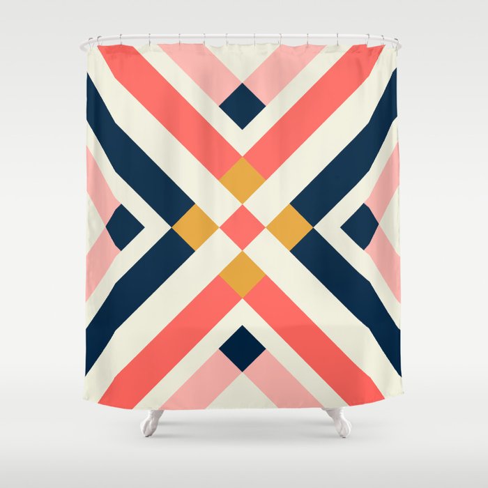 Bold Geometric Quilt Block Shower Curtain Gallery Image 1