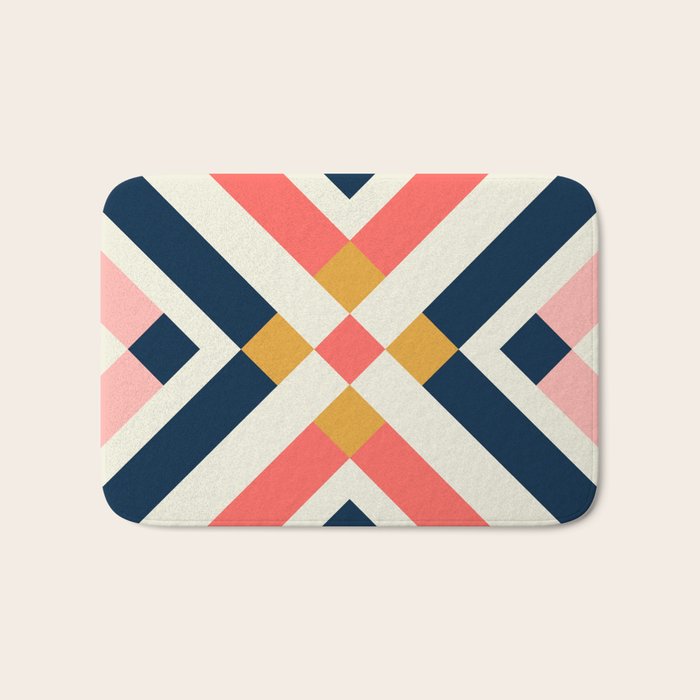 Bold Geometric Quilt Block Bath Mat Gallery Image 1