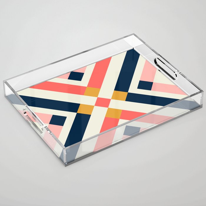 Bold Geometric Quilt Block Acrylic Tray Gallery Image 1