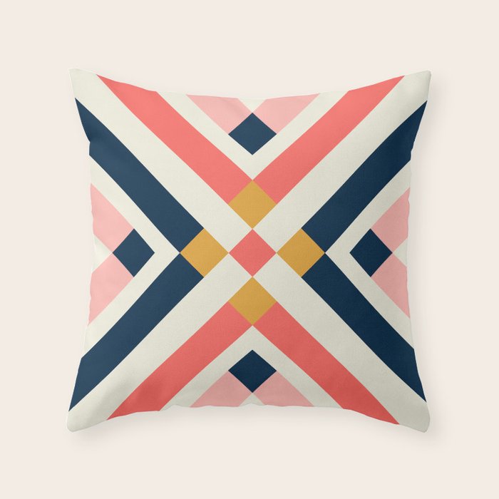 Bold Geometric Quilt Block Throw Pillow Gallery Image 6