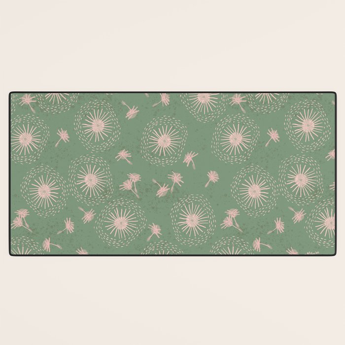 Make A Wish Dandelion Pattern in Sage Green & Peach Desk Mat Gallery Image 3