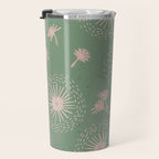 Make A Wish Dandelion Pattern in Sage Green & Peach Travel Mug Gallery Image 3