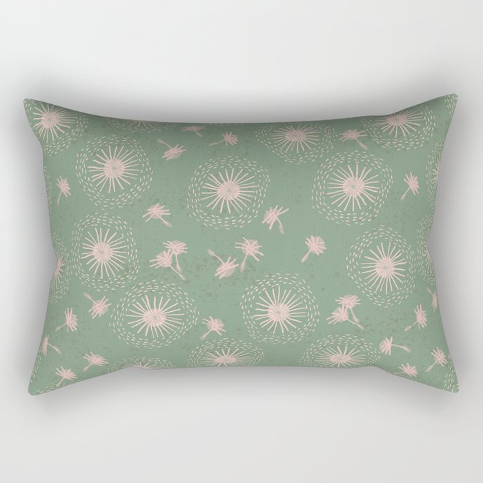 Make A Wish Dandelion Pattern in Sage Green & Peach Rectangular Pillow Gallery Image 1