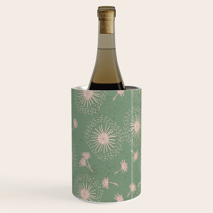 Make A Wish Dandelion Pattern in Sage Green & Peach Wine Chiller Gallery Image 3