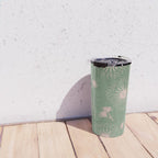 Make A Wish Dandelion Pattern in Sage Green & Peach Travel Mug Gallery Image 4