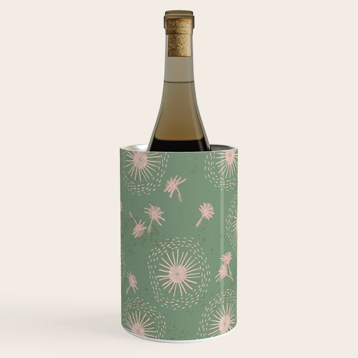 Make A Wish Dandelion Pattern in Sage Green & Peach Wine Chiller Gallery Image 1