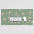Make A Wish Dandelion Pattern in Sage Green & Peach Desk Mat Gallery Image 1