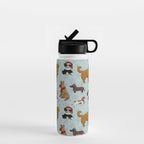 Christmas Puppies, Holiday Dog Print, Cute Puppy Pattern, Winter Pups Water Bottle Gallery Image 1