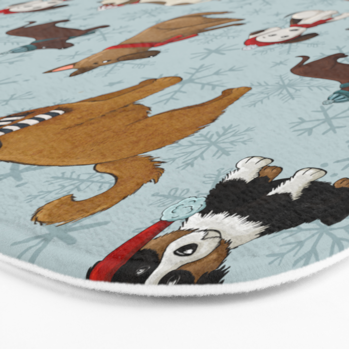 Christmas Puppies, Holiday Dog Print, Cute Puppy Pattern, Winter Pups Bath Mat Gallery Image 3