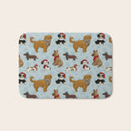 Christmas Puppies, Holiday Dog Print, Cute Puppy Pattern, Winter Pups Bath Mat Gallery Image 1