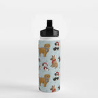 Christmas Puppies, Holiday Dog Print, Cute Puppy Pattern, Winter Pups Water Bottle Gallery Image 2