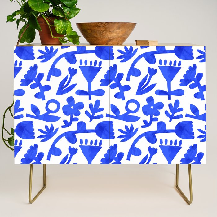 Abstract blue nature flower art pattern Credenza Gallery Image 1