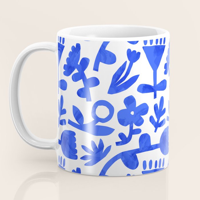 Abstract blue nature flower art pattern Coffee Mug Gallery Image 3