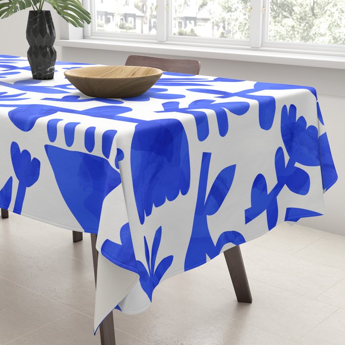 Abstract blue nature flower art pattern Tablecloth Gallery Image 3