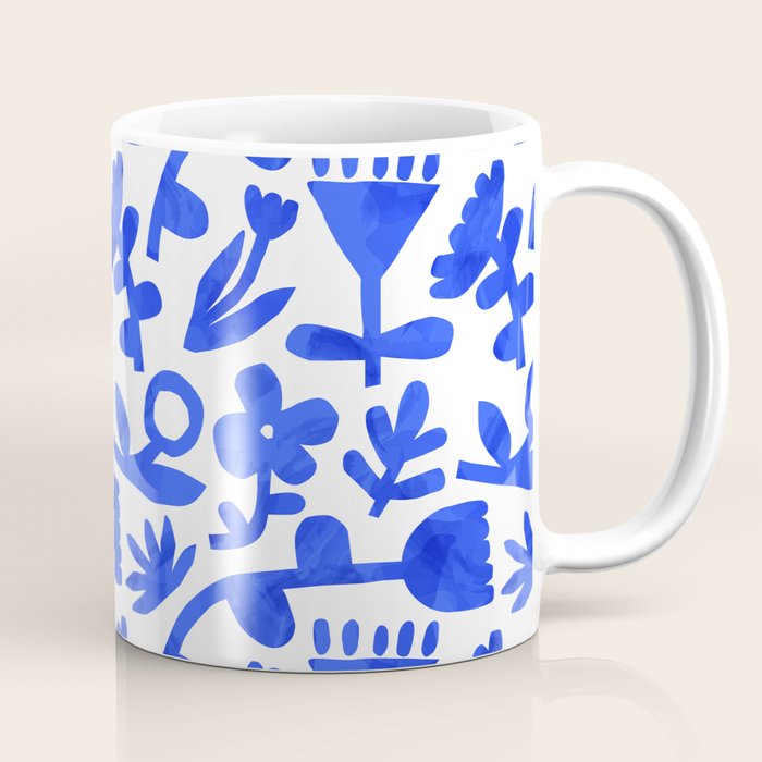Abstract blue nature flower art pattern Coffee Mug Gallery Image 1