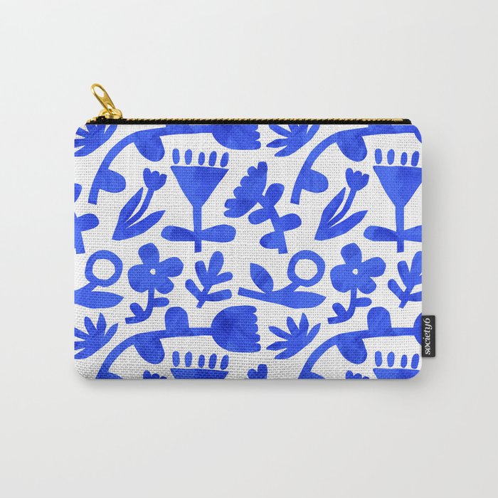 Abstract blue nature flower art pattern Carry All Pouch Gallery Image 1