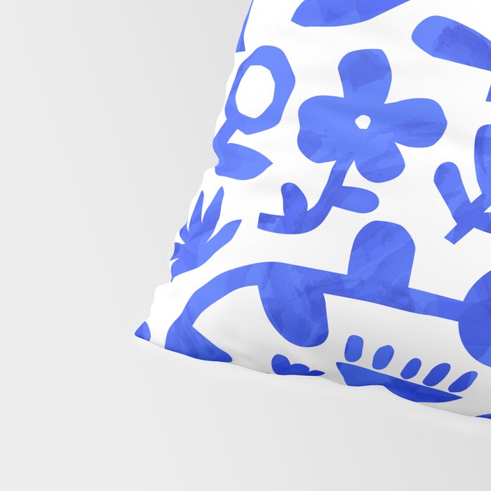 Abstract blue nature flower art pattern Pillow Sham Gallery Image 4