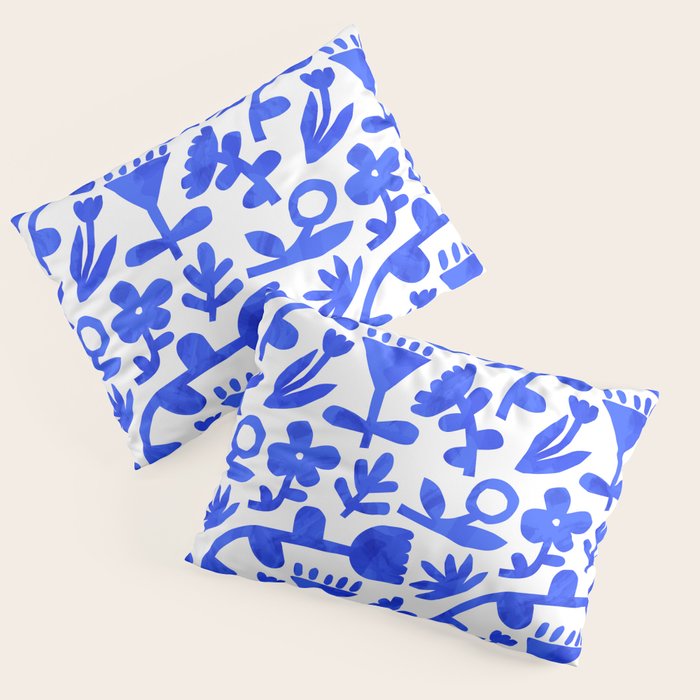 Abstract blue nature flower art pattern Pillow Sham Gallery Image 3