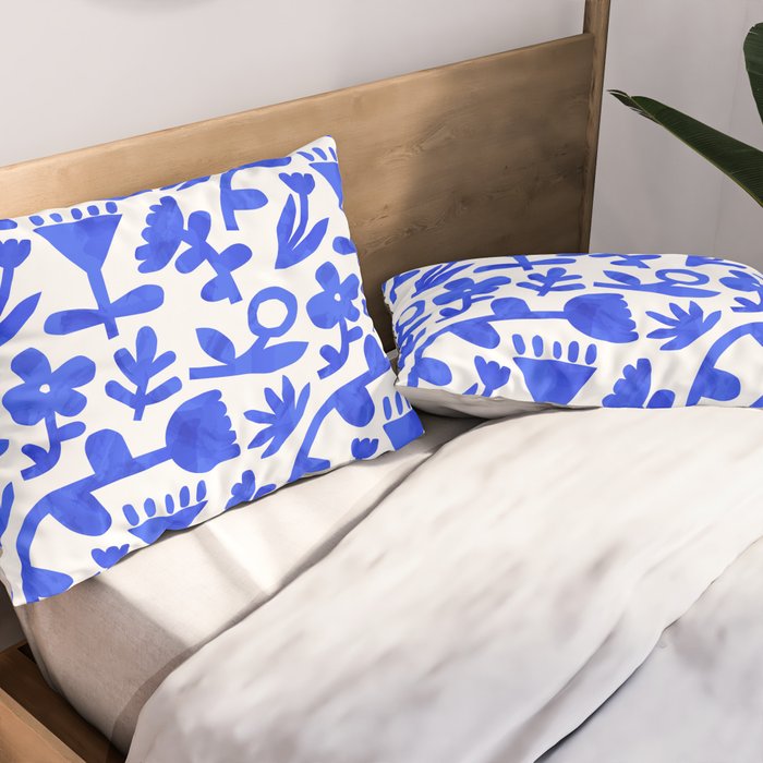 Abstract blue nature flower art pattern Pillow Sham Gallery Image 2