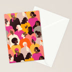Female diverse faces pink Stationery Card Gallery Image 2