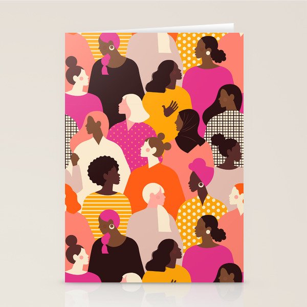 Female diverse faces pink Stationery Card Gallery Image 2