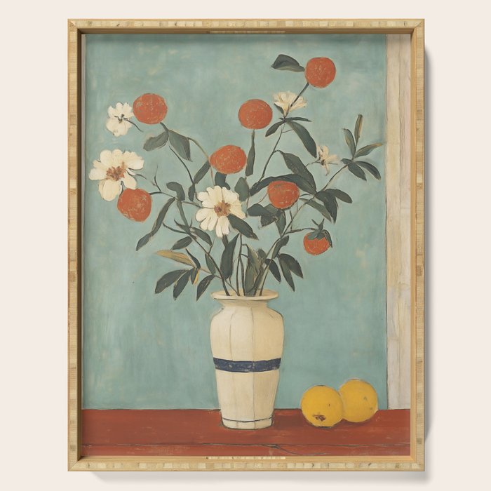 Winter Citrus and Petal Harmony Serving Tray Gallery Image 1