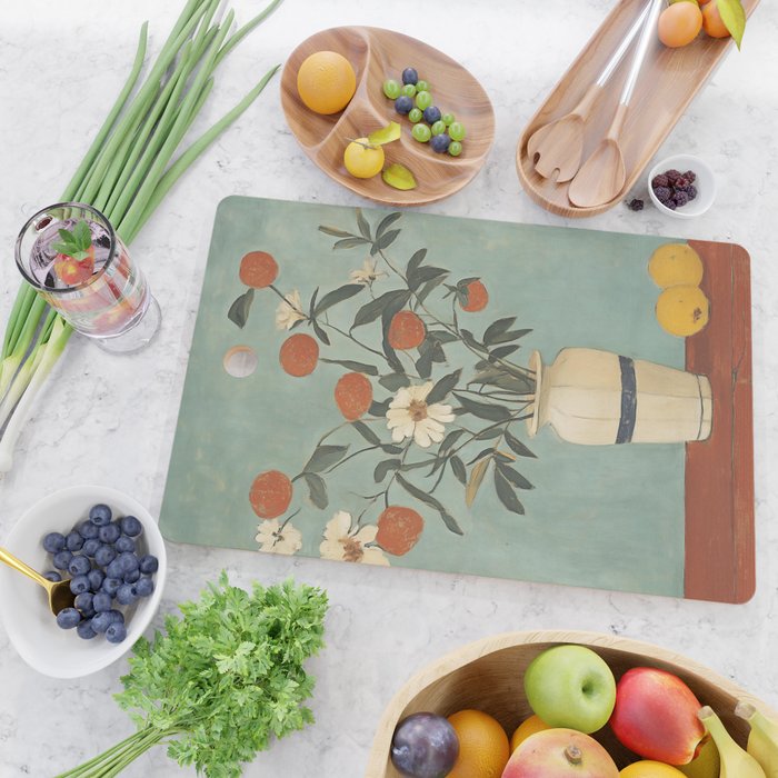 Winter Citrus and Petal Harmony Cutting Board Gallery Image 2