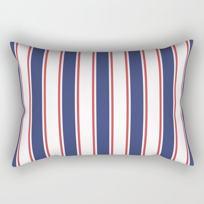 Nautical Red and Blue Stripes 2 Rectangular Pillow Gallery Image 2