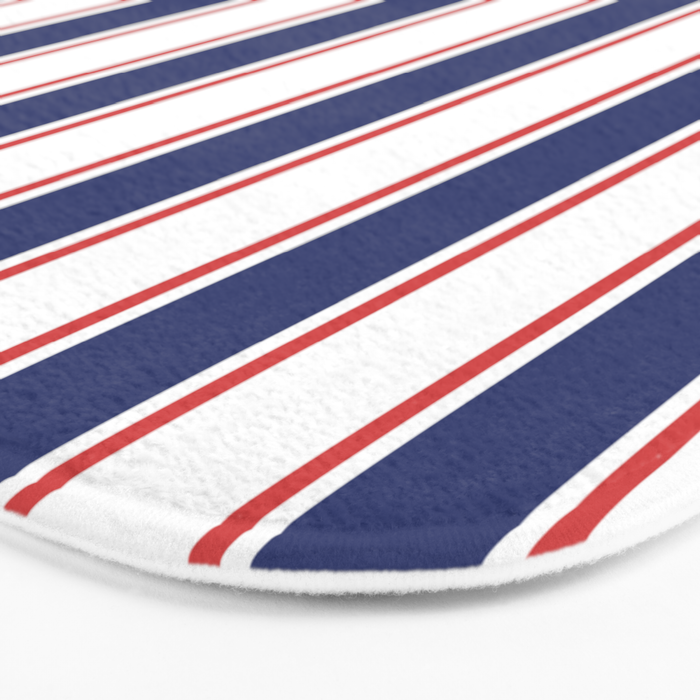 Nautical Red and Blue Stripes 2 Bath Mat Gallery Image 3