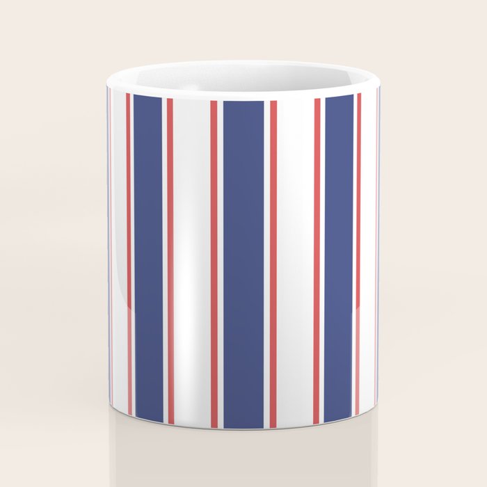 Nautical Red and Blue Stripes 2 Coffee Mug Gallery Image 4