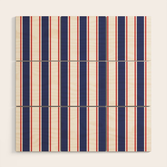 Nautical Red and Blue Stripes 2 Wood Wall Art Gallery Image 1