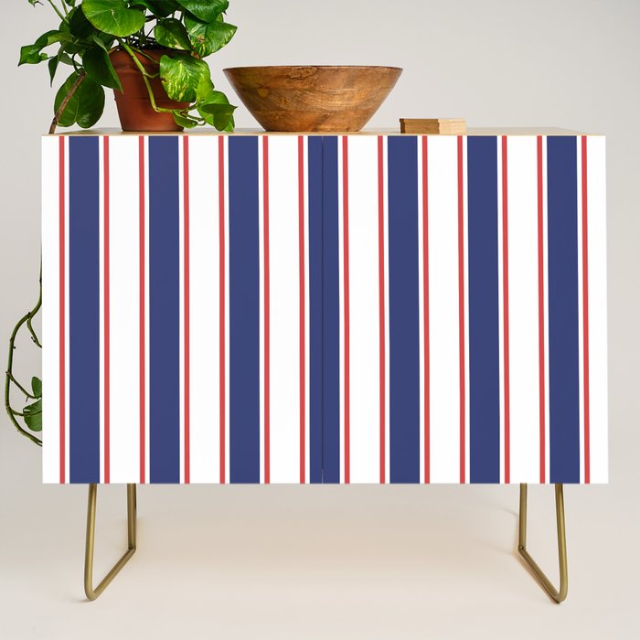 Nautical Red and Blue Stripes 2 Credenza Gallery Image 1