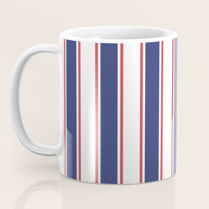 Nautical Red and Blue Stripes 2 Coffee Mug Gallery Image 3