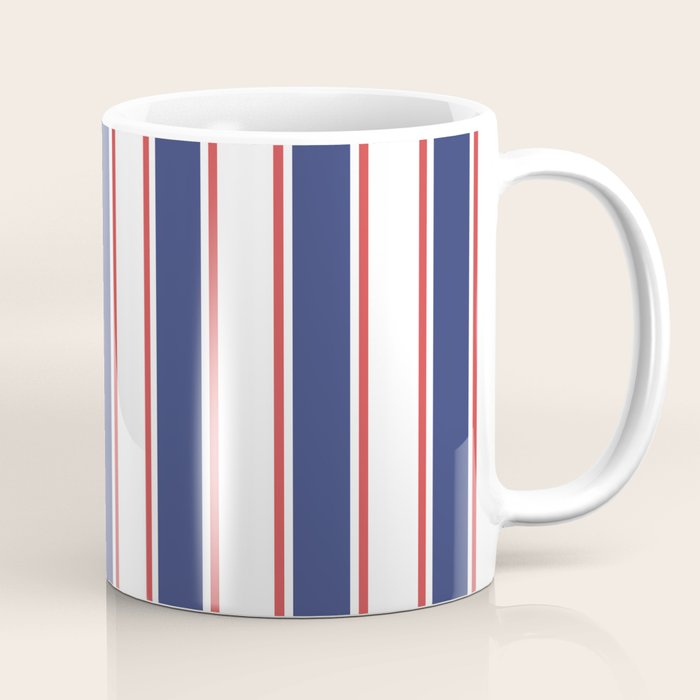 Nautical Red and Blue Stripes 2 Coffee Mug Gallery Image 1