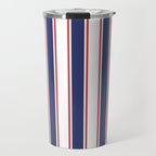 Nautical Red and Blue Stripes 2 Travel Mug Gallery Image 1