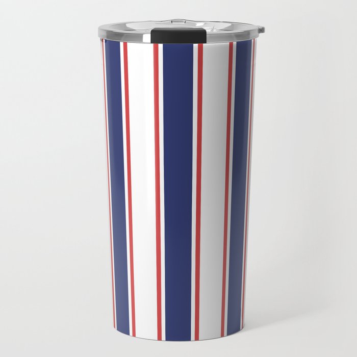 Nautical Red and Blue Stripes 2 Travel Mug Gallery Image 1