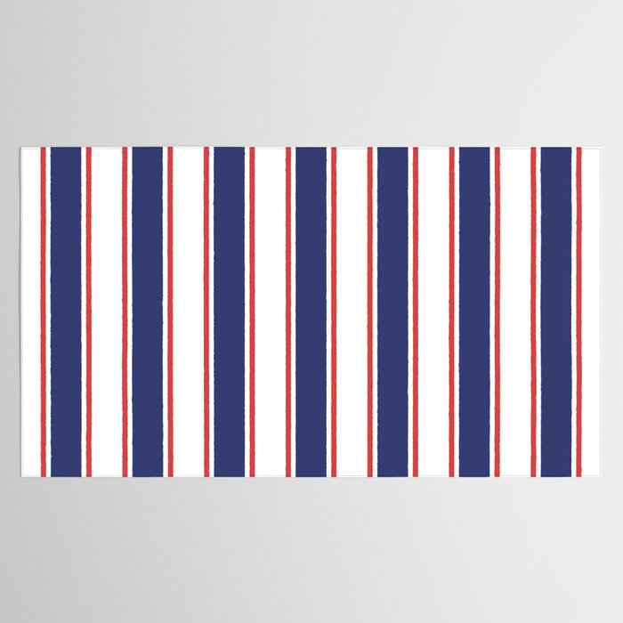 Nautical Red and Blue Stripes 2 Tablecloth Gallery Image 2