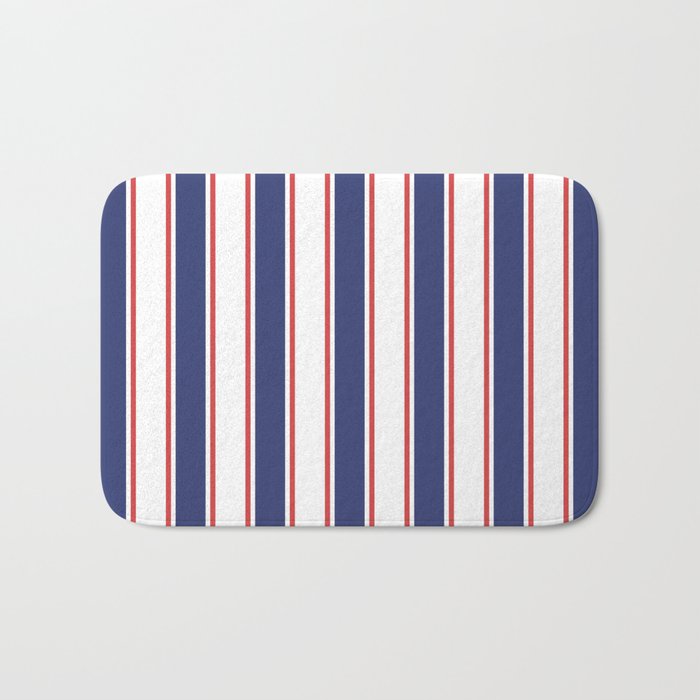 Nautical Red and Blue Stripes 2 Bath Mat Gallery Image 1